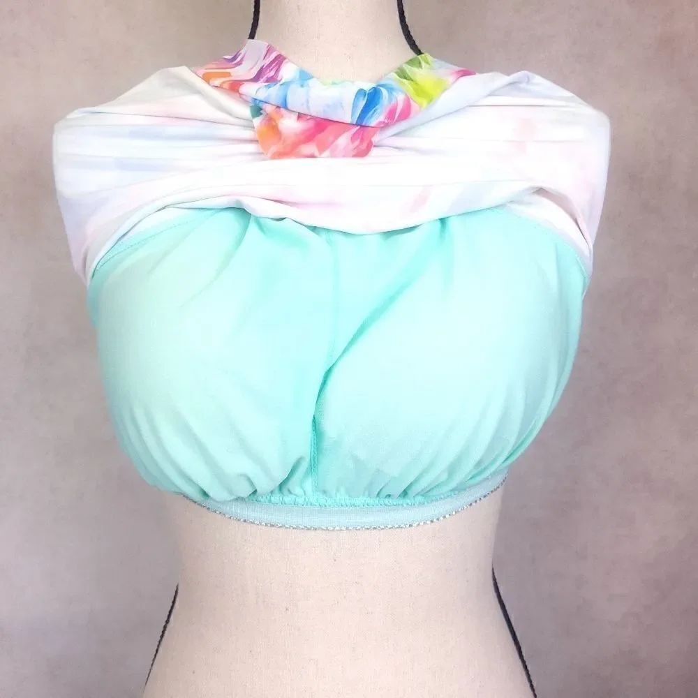Time and Tru Multicolor Abstract Print High Neck Tankini Size 10/12 - Picture 4 of 5
